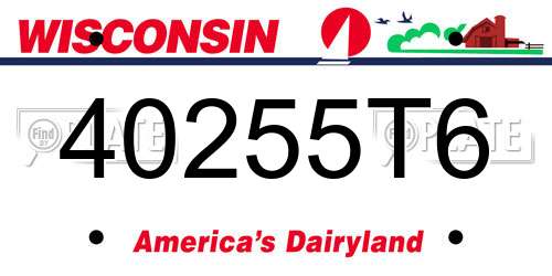 40255T6 Wisconsin License Plate