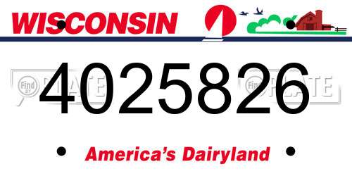 4025826 Wisconsin License Plate