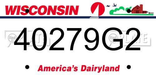 40279G2 Wisconsin License Plate