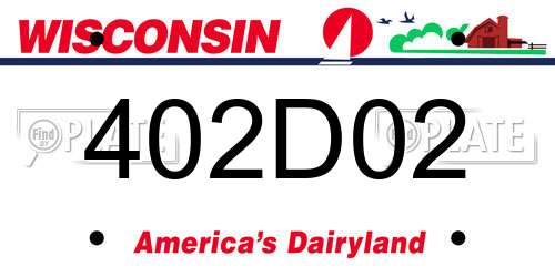 402D02 Wisconsin License Plate