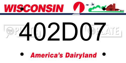 402D07 Wisconsin License Plate