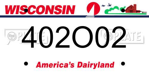402O02 Wisconsin License Plate
