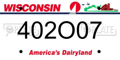 402O07 Wisconsin License Plate
