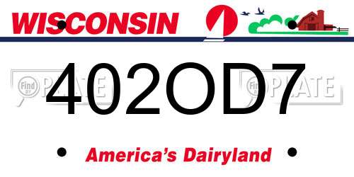 402OD7 Wisconsin License Plate