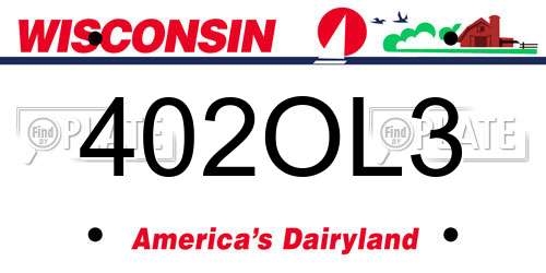 402OL3 Wisconsin License Plate