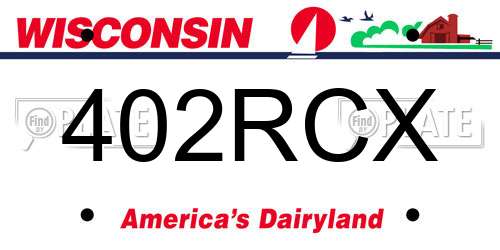 402RCX Wisconsin License Plate