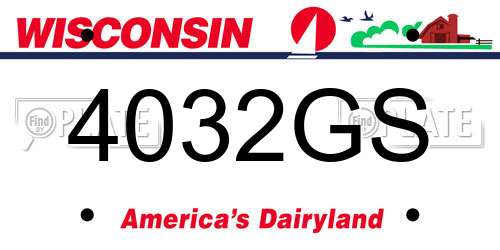 4032GS Wisconsin License Plate