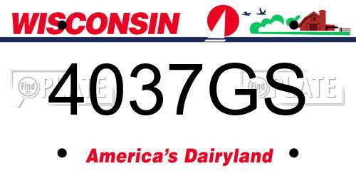 4037GS Wisconsin License Plate