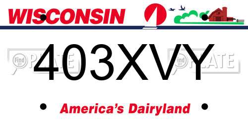 403XVY Wisconsin License Plate