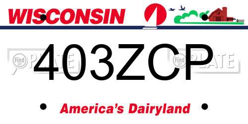 403ZCP Wisconsin License Plate