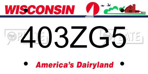 403ZG5 Wisconsin License Plate