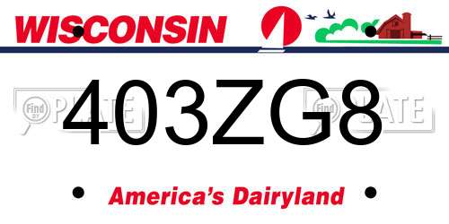 403ZG8 Wisconsin License Plate