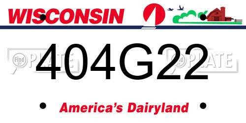 404G22 Wisconsin License Plate