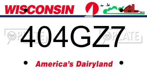 404GZ7 Wisconsin License Plate