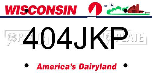 404JKP Wisconsin License Plate