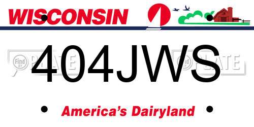 404JWS Wisconsin License Plate