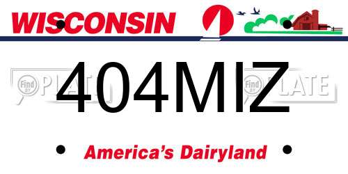 404MIZ Wisconsin License Plate
