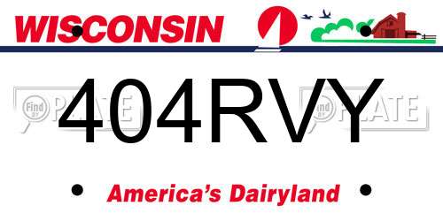 404RVY Wisconsin License Plate