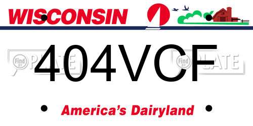 404VCF Wisconsin License Plate