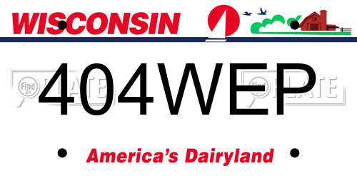 404WEP Wisconsin License Plate
