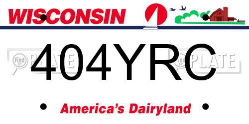 404YRC Wisconsin License Plate
