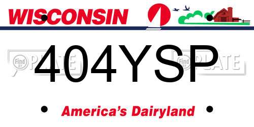 404YSP Wisconsin License Plate