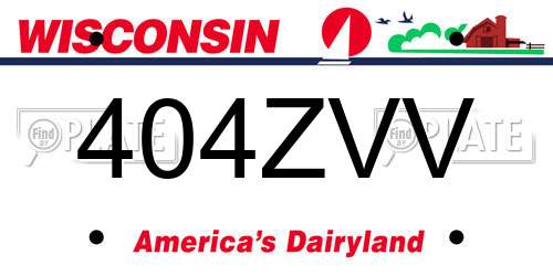 404ZVV Wisconsin License Plate