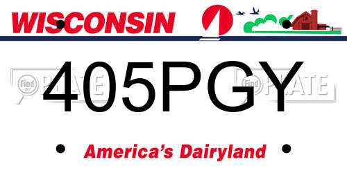 405PGY Wisconsin License Plate