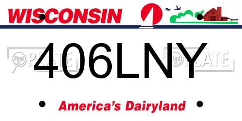 406LNY Wisconsin License Plate