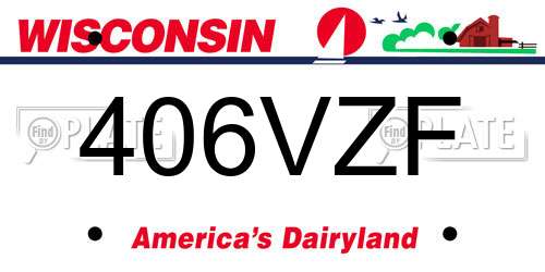 406VZF Wisconsin License Plate