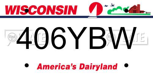 406YBW Wisconsin License Plate