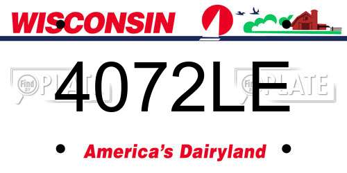 4072LE Wisconsin License Plate