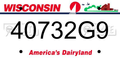 40732G9 Wisconsin License Plate
