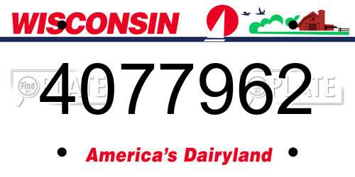 4077962 Wisconsin License Plate