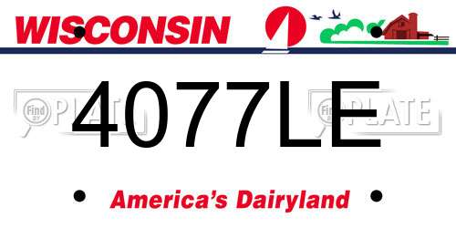 4077LE Wisconsin License Plate