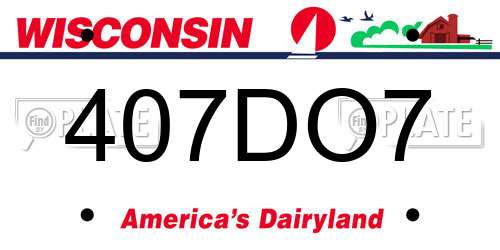 407DO7 Wisconsin License Plate