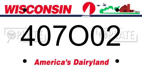 407O02 Wisconsin License Plate