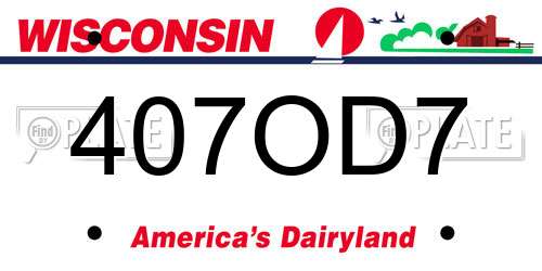 407OD7 Wisconsin License Plate