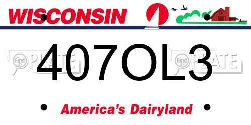 407OL3 Wisconsin License Plate