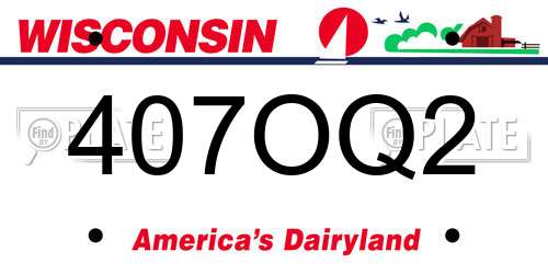 407OQ2 Wisconsin License Plate