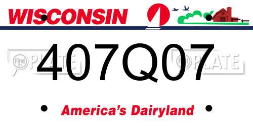 407Q07 Wisconsin License Plate