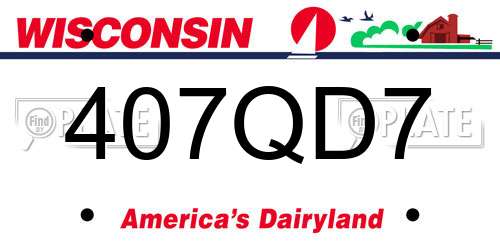 407QD7 Wisconsin License Plate