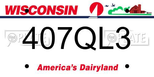 407QL3 Wisconsin License Plate