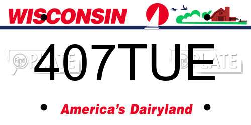 407TUE Wisconsin License Plate
