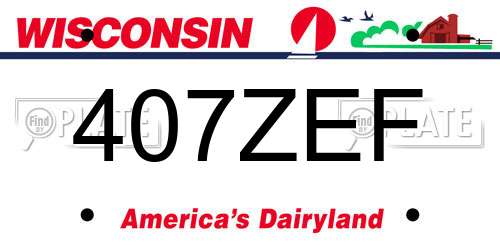 407ZEF Wisconsin License Plate