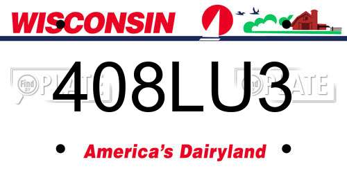 408LU3 Wisconsin License Plate