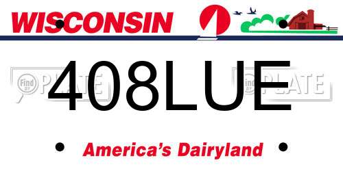 408LUE Wisconsin License Plate