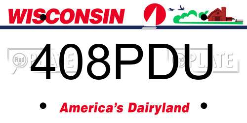 408PDU Wisconsin License Plate