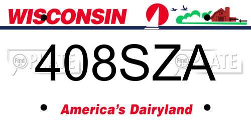 408SZA Wisconsin License Plate