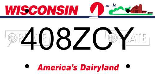 408ZCY Wisconsin License Plate